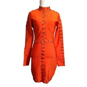 Missguided Peace + Love High Neck Gold Hardware Mini Dress Size 6